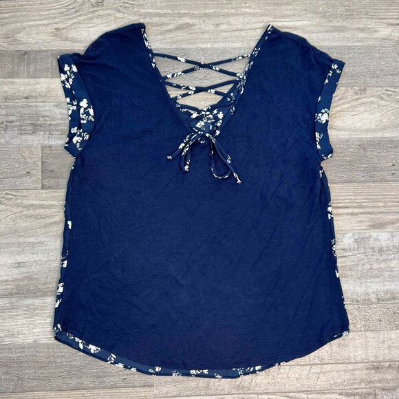Fortune & Ivy NWT Blue Floral V-Neck Top P12 - Picture 5 of 6